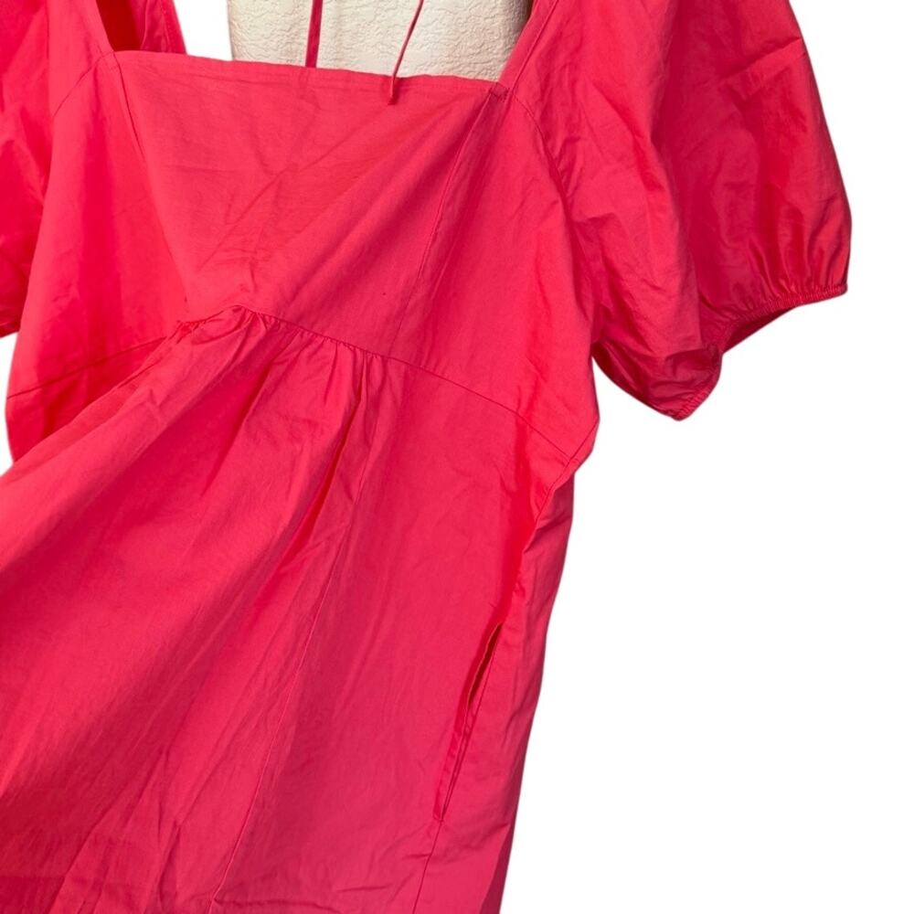 Draper James Coral Cotton Smocked Baby Doll Puff Sleeve Pockets Dress Sz XL - Picture 6 of 9